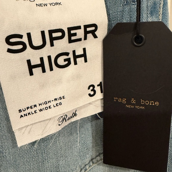 Rag And Bone Wide Leg Light Blue Jeans - Picture 3 of 4